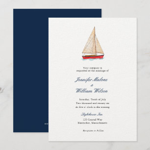 Aquarell-Segelschiff-nautische Hochzeitseinladung Einladung