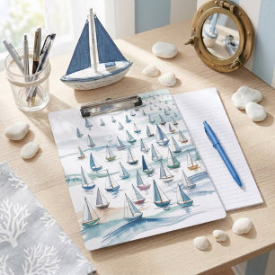 Aquarell-Segelschiffe auf See Nautical Klemmbrett