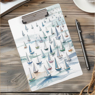 Aquarell-Segelschiffe auf See Nautical Klemmbrett