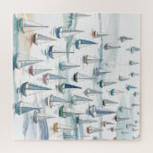 Aquarell-Segelschiffe auf See Nautical Puzzle (Horizontal)