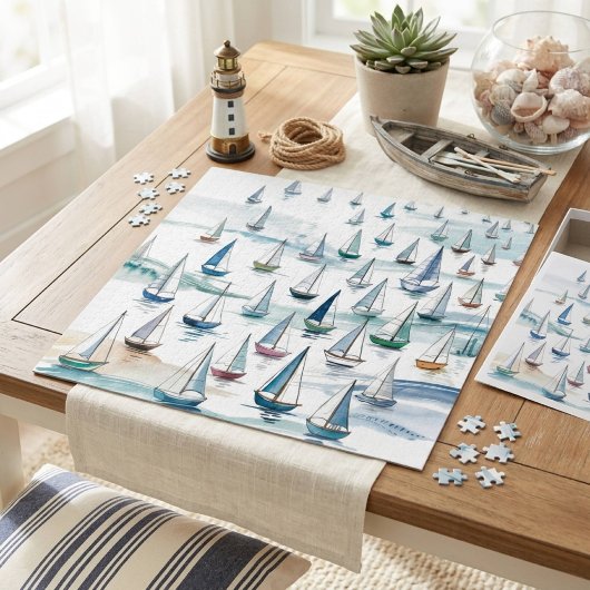 Aquarell-Segelschiffe auf See Nautical Puzzle