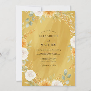 Aquarell-Senf-Wildblumen-Hochzeit Einladung