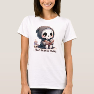 Aquarell Sensenmann Bücherliebhaber T-Shirt