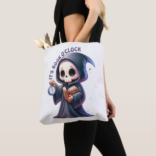 Aquarell Sensenmann Bücherliebhaber Tasche