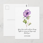 Aquarell SEPTEMBER PRUNKWINDE GEBURTSBLUME  Postkarte (Vorne/Hinten)