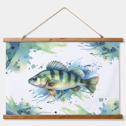 Aquarell-Serie: Barsch Wandteppich Mit Holzrahmen (Vorne)