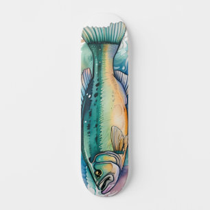 Aquarell-Serie: Bass Skateboard