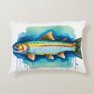 Aquarell-Serie: Forelle/Lachs Dekokissen
