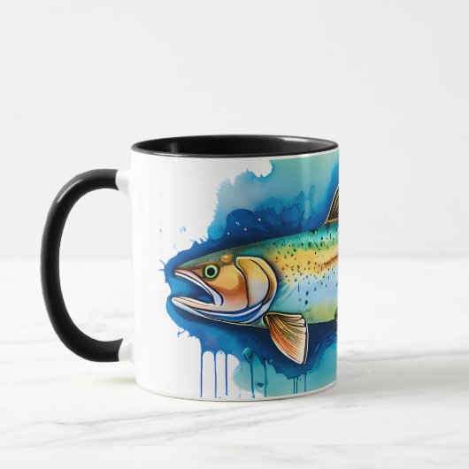 Aquarell-Serie: Forelle/Lachs Tasse (Links)