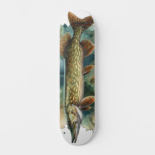 Aquarell-Serie: Hecht Skateboard (Vorderseite)