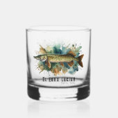Aquarell-Serie: Hecht Whiskyglas (Rückseite)