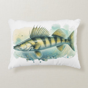 Aquarell-Serie: Zander/Walleye Dekokissen