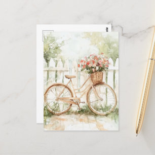 Aquarell Shabby Chic Fahrrad Postkarte