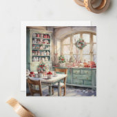 Aquarell Shabby Chic Weihnachten Küche Mitteilungskarte (Vorderseite/Rückseite Beispiel)