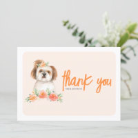 Aquarell Shih Tzu und Peach Blume Geburtstag