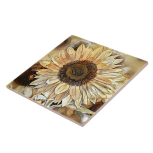 Aquarell-Shine-Sonnenblume-Elegante-Kollektion Fliese