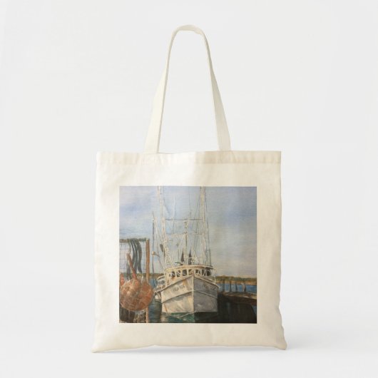 Aquarell Shrimpenboot Küstenfischerei Tote Tasche (Vorne)