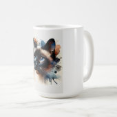 Aquarell Siamese Katze Farbiges Portrait Kaffeetasse (VorderseiteRechts)