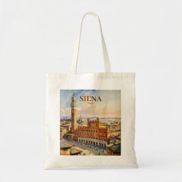 Aquarell Siena Italien Vintage Piazza del Campo Tragetasche