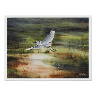 Aquarell Silberreiher Poster