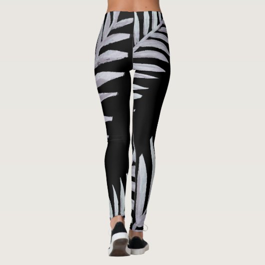Aquarell Silver-Blätter Leggings (Rückseite)