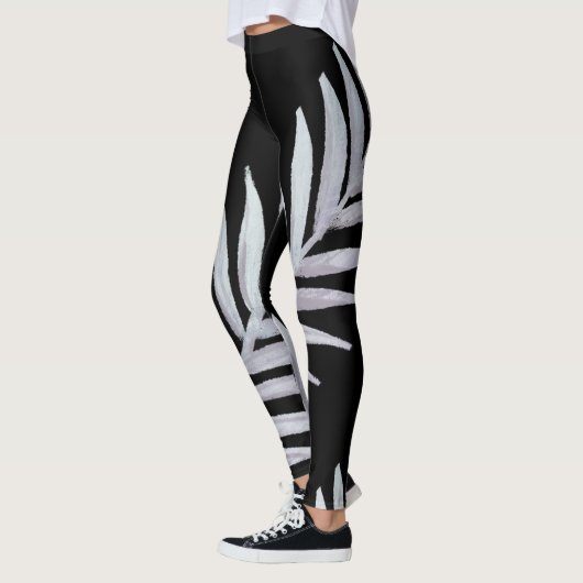Aquarell Silver-Blätter Leggings (Links)