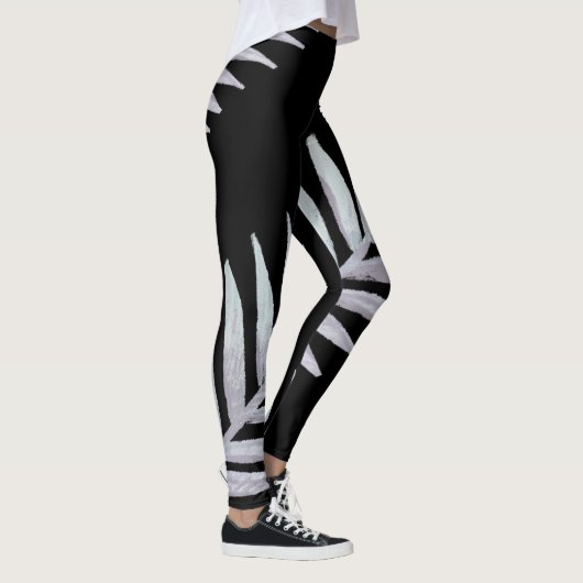 Aquarell Silver-Blätter Leggings (Rechts)