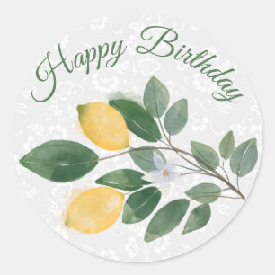 Aquarell Sizilianische Zitronen Alles Gute zum Geb Runder Aufkleber