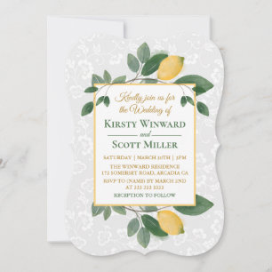 Aquarell Sizilianische Zitronen Hochzeit Einladung