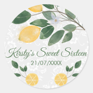 Aquarell Sizilianische Zitronen Sweet Sixteen Runder Aufkleber