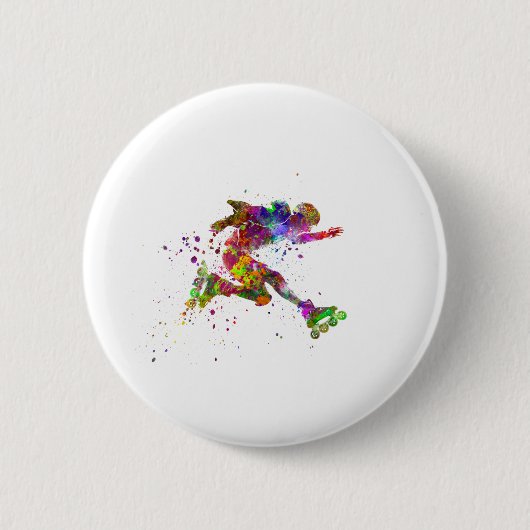 Aquarell-Skater Button (Vorderseite)