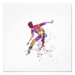 Aquarell-Skater Fotodruck
