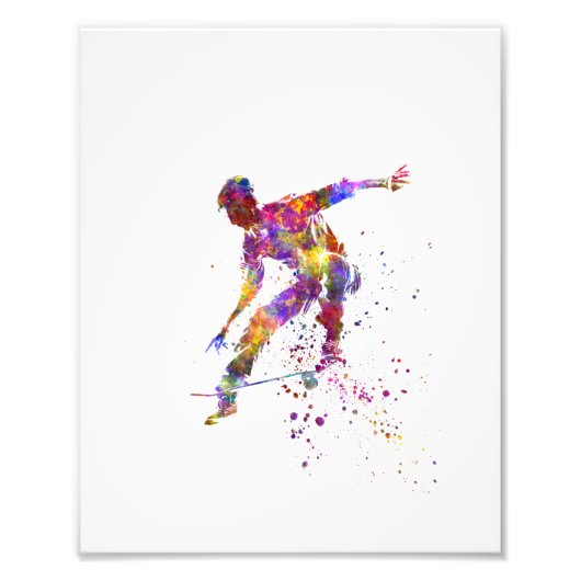 Aquarell-Skater Fotodruck (Vorne)