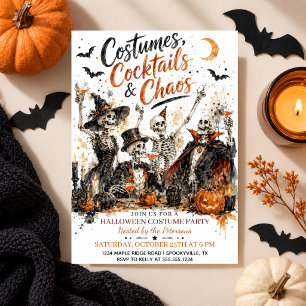 Aquarell-Skelett-Halloween-Party-Kostüme Einladung