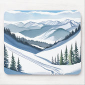 Aquarell Ski Berg Mousepad (Vorne)