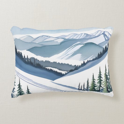 Aquarell Skiberg Dekokissen (Vorderseite)