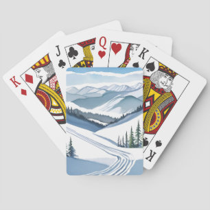 Aquarell Skiberg Spielkarten