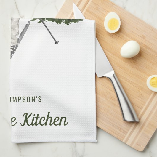 Aquarell-Skifahrerin an den Hängen Winterblau Geschirrtuch (Viertel Falte)