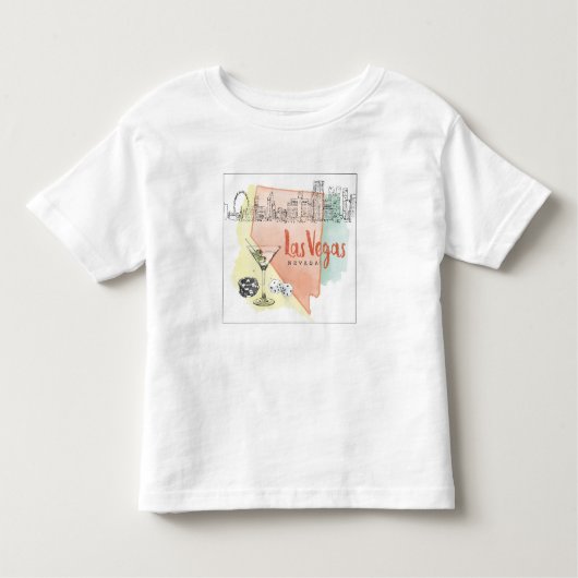 Aquarell-Skizze-Bild Las Vegass, Nevada | Kleinkind T-shirt (Vorderseite)