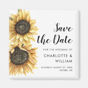 Aquarell-Skript Sonnenblumen-Hochzeit Bitte Termin Magnet