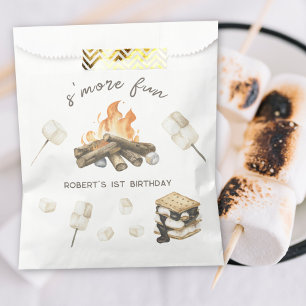 Aquarell S'more Lagerfeuer 1. Geburtstag Geschenktütchen