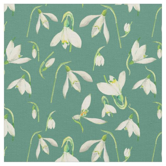 Aquarell Snowdrops Muster-Gewebe Stoff (Nahaufnahme)