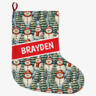 Aquarell Snowman Weihnachten Personalisiert Großer Weihnachtsstrumpf