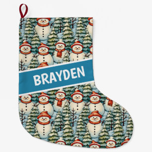 Aquarell Snowman Weihnachten Personalisiert Großer Weihnachtsstrumpf