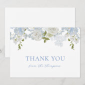 Aquarell Soft Blue Flowers Baby Boy Dusche Dankeskarte (Vorne/Hinten)