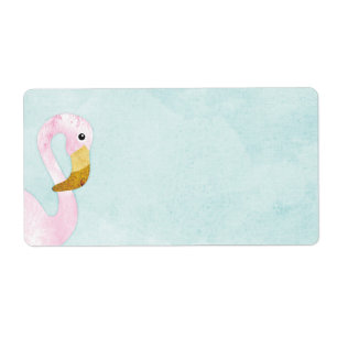 Aquarell-Solo- rosa Flamingo auf dem Strand