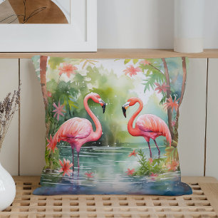 Aquarell Sommer Flamingos Kissen