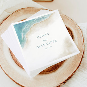 Aquarell-Sommer-Ozean-Strand-Hochzeit Serviette