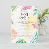 Aquarell-Sommer-Poolparty-Einladung Einladung (Stehend Vorderseite)