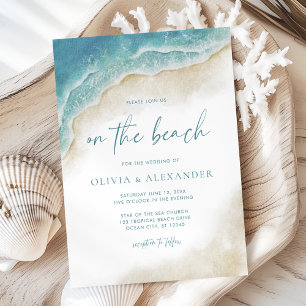 Aquarell-Sommer-Strandhochzeit Einladung